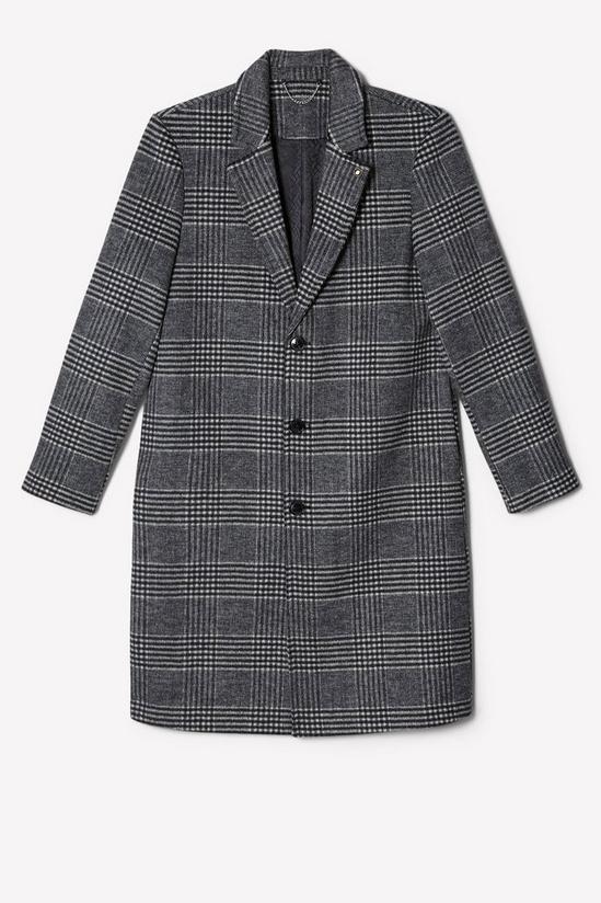 Burton Mono Check Wool Blend 3 Button Overcoat 5
