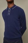 Burton Pure Cotton Blue Tipped Placket Knitted Polo Shirt thumbnail 4