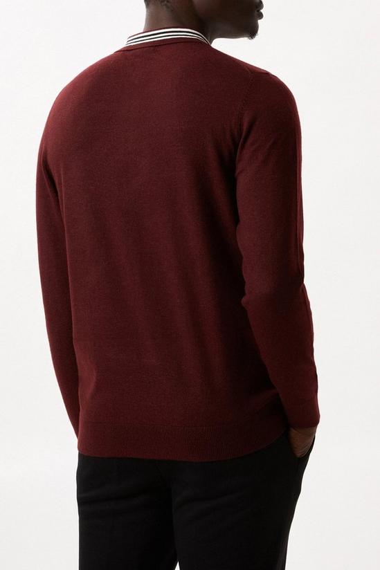 Burton Super Soft Burgundy Collar Detail Knitted Polo Shirt 3