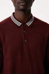 Burton Super Soft Burgundy Collar Detail Knitted Polo Shirt thumbnail 4