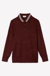Burton Super Soft Burgundy Collar Detail Knitted Polo Shirt thumbnail 5