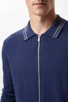 Burton Pure Cotton Blue Tipped Long Sleeve Zip Knitted Shirt thumbnail 4