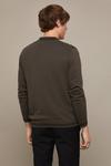 Burton Pure Cotton Khaki Long Sleeve Zip Knitted Polo Shirt thumbnail 3