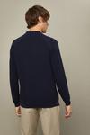 Burton Pure Cotton Navy Textured Long Sleeve Snap Knitted Polo Shirt thumbnail 3