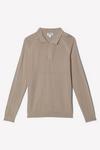 Burton Pure Cotton Stone Textured Long Sleeve Snap Knitted Polo Shirt thumbnail 5