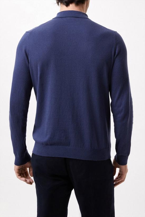 Burton Blue Textured Panel Knitted Polo Shirt 3