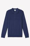 Burton Blue Textured Panel Knitted Polo Shirt thumbnail 5