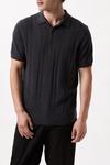Burton Pure Cotton Charcoal Short Sleeve Cable Knitted Polo Shirt thumbnail 1