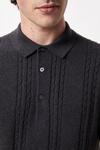 Burton Pure Cotton Charcoal Short Sleeve Cable Knitted Polo Shirt thumbnail 4