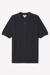 Burton Pure Cotton Charcoal Short Sleeve Cable Knitted Polo Shirt thumbnail 5