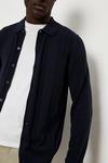 Burton Pure Cotton Navy Long Sleeve Cable Knitted Shirt thumbnail 4
