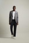 Burton Slim Fit Grey Linen Blend Textured Check Blazer thumbnail 1