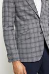 Burton Slim Fit Grey Linen Blend Textured Check Blazer thumbnail 4