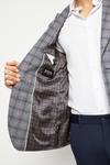 Burton Slim Fit Grey Linen Blend Textured Check Blazer thumbnail 6