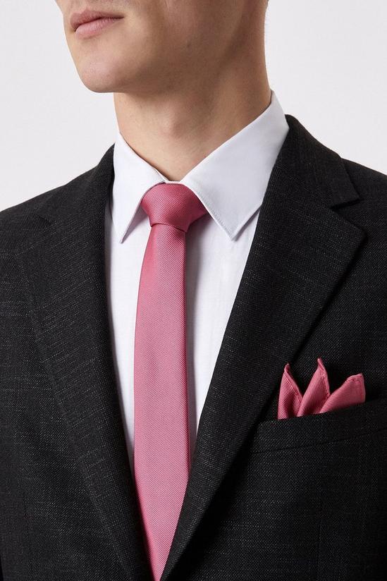 Burton Coral Pink Tie And Pocket Square Set 1