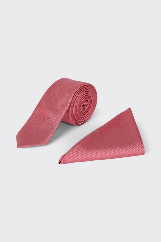 Burton Coral Pink Tie And Pocket Square Set 2