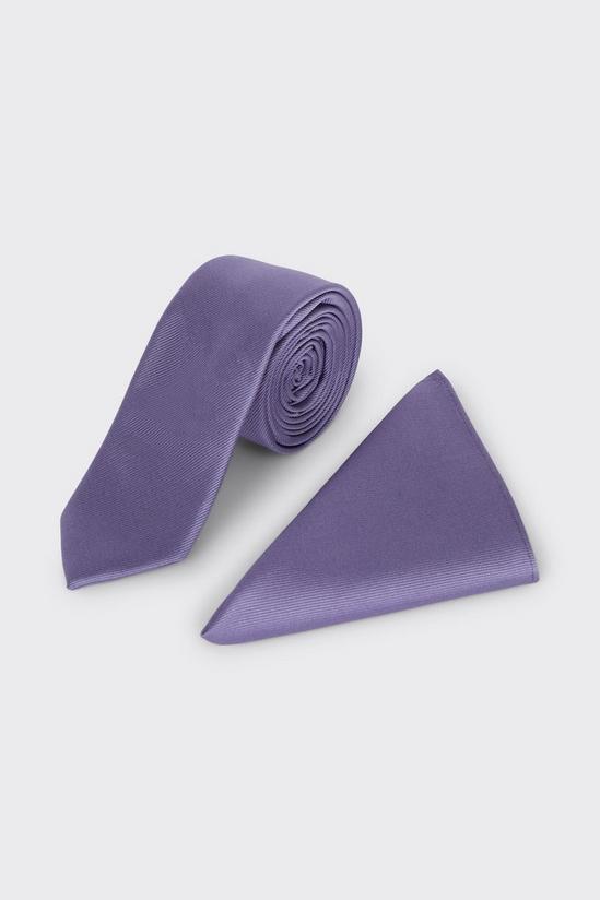 Burton Purple Tie And Pocket Square Set 1