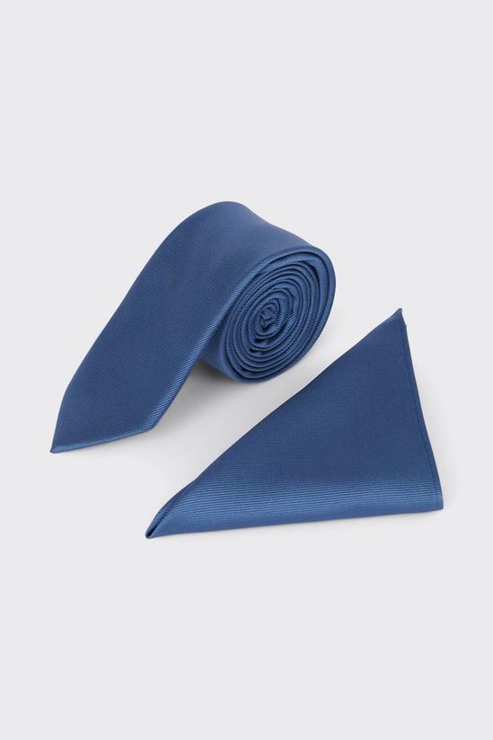 Burton Slim Blue Tie And Pocket Square Set 1