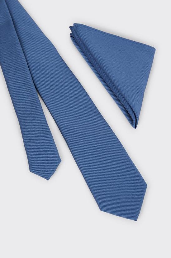 Burton Slim Blue Tie And Pocket Square Set 2