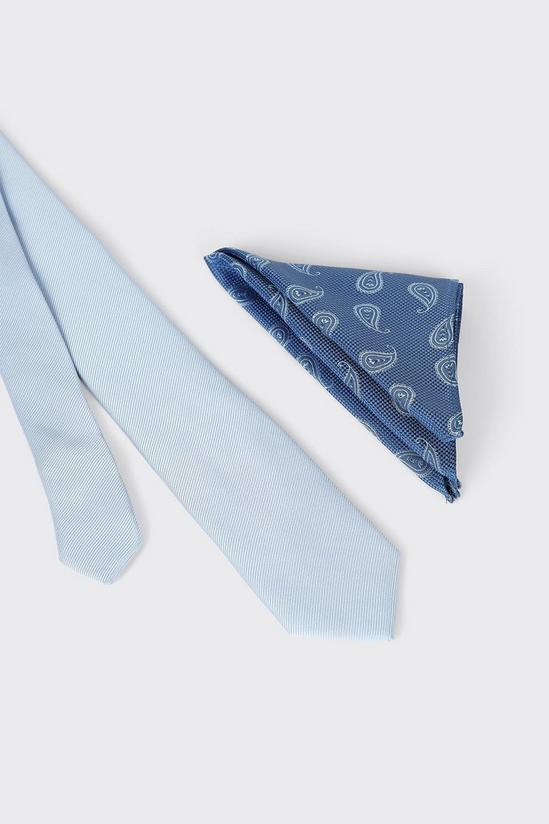 Burton Paisley Soft Blue Tie And Pocket Square 2
