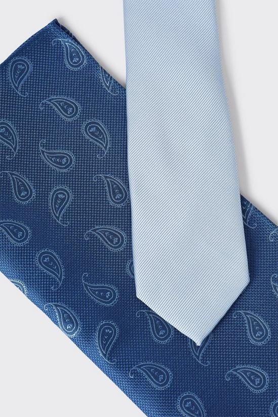 Burton Paisley Soft Blue Tie And Pocket Square 3
