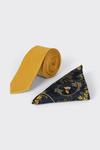 Burton Mustard Tie With Blue Floral Pocket Square thumbnail 1