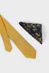 Burton Mustard Tie With Blue Floral Pocket Square thumbnail 2