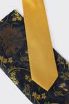 Burton Mustard Tie With Blue Floral Pocket Square thumbnail 3