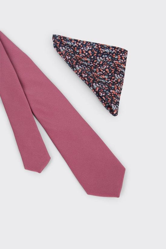 Burton Pink Tie With Ditsy Pocket Square 2