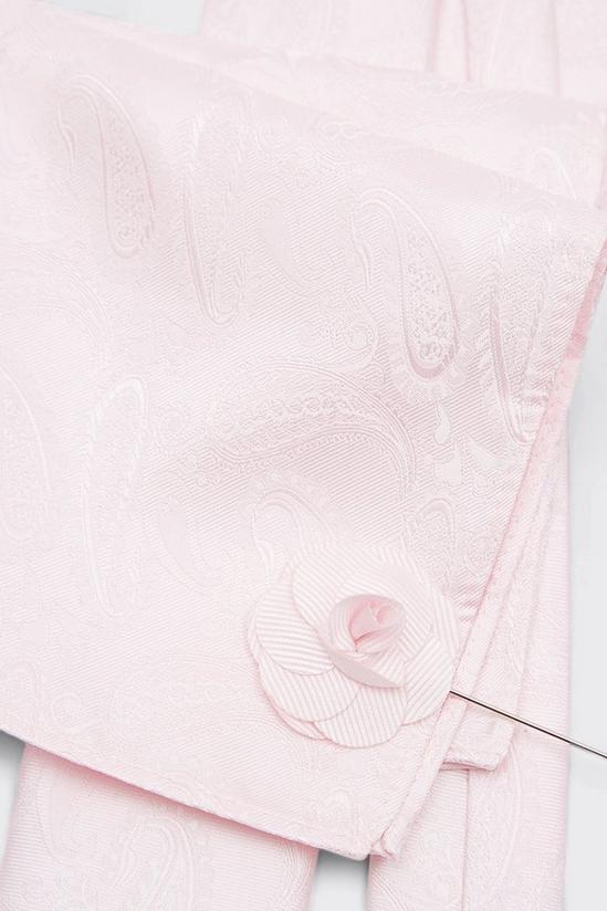 Burton Slim Pink Wedding Paisley Tie Set With Lapel Pin 4