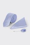 Burton Slim Blue Wedding Plain Tie Set With Matching Lapel Pin thumbnail 1