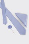 Burton Slim Blue Wedding Plain Tie Set With Matching Lapel Pin thumbnail 2