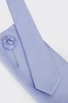 Burton Slim Blue Wedding Plain Tie Set With Matching Lapel Pin thumbnail 3
