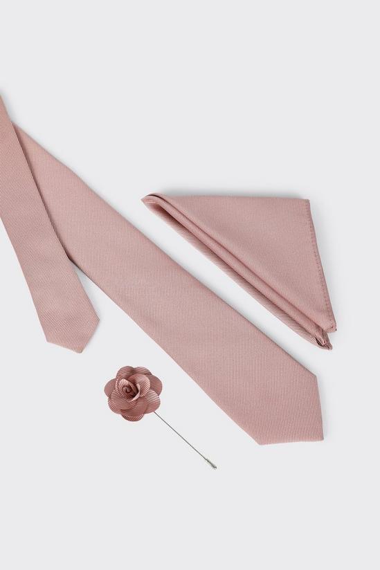Burton Wedding Plain Tie Set With Matching Lapel Pin 3