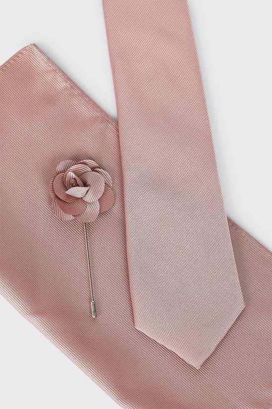 Burton Wedding Plain Tie Set With Matching Lapel Pin 4