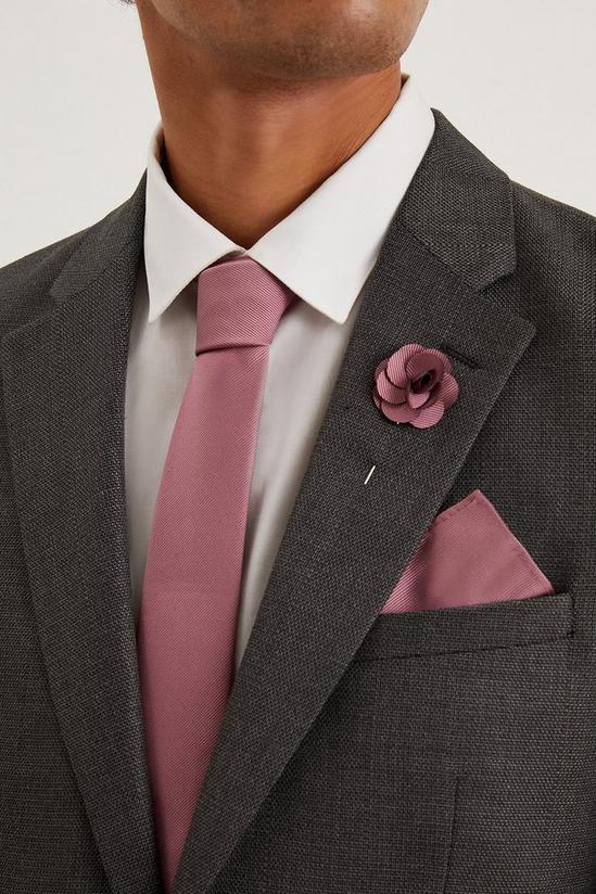 Burton Slim Rose Pink Tie And Pocket Square Set 1