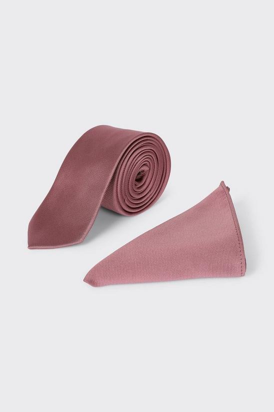Burton Slim Rose Pink Tie And Pocket Square Set 2