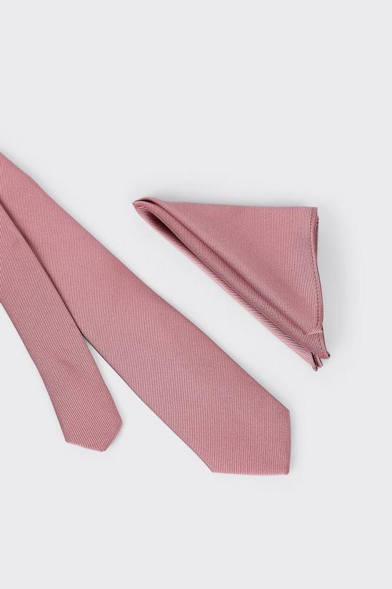 Burton Slim Rose Pink Tie And Pocket Square Set 3