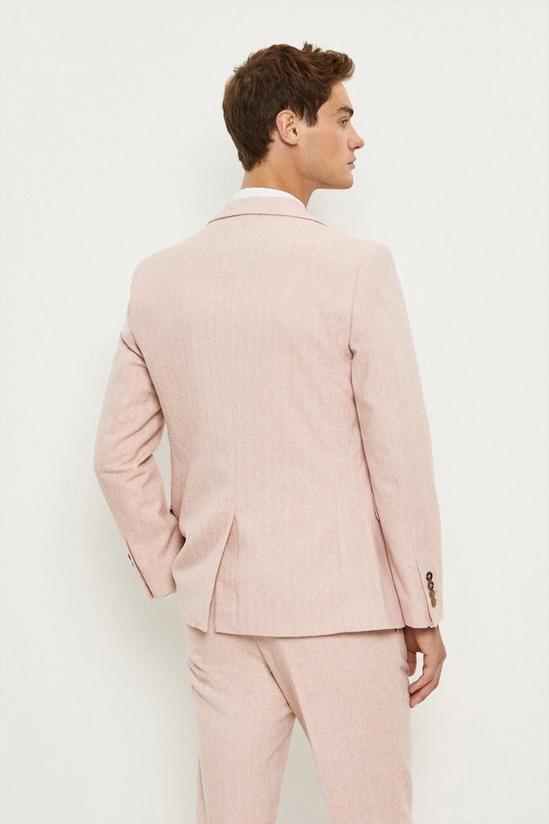 Burton Slim Fit Pink Herringbone Tweed Suit Jacket 3