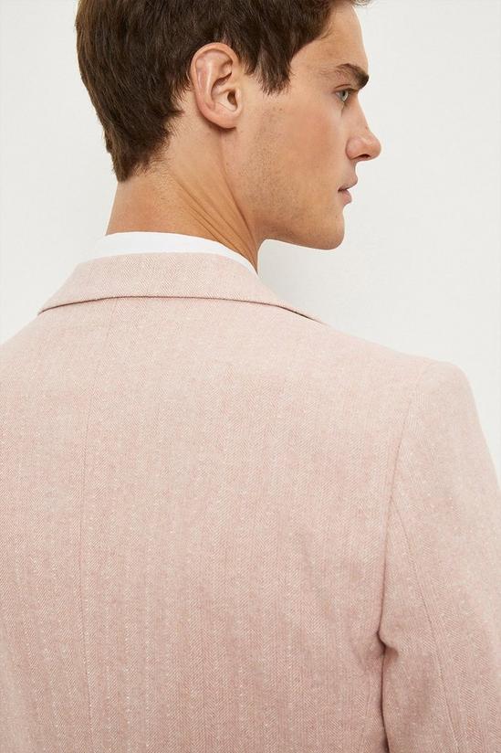 Burton Slim Fit Pink Herringbone Tweed Suit Jacket 6