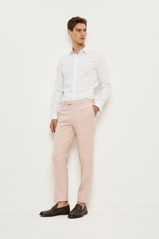 Burton Slim Fit Pink Herringbone Tweed Suit Trousers 2