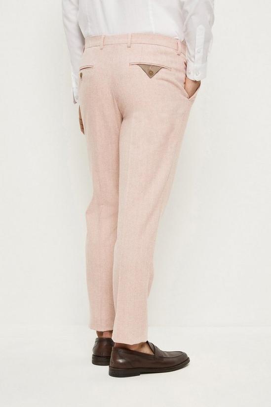 Burton Slim Fit Pink Herringbone Tweed Suit Trousers 3