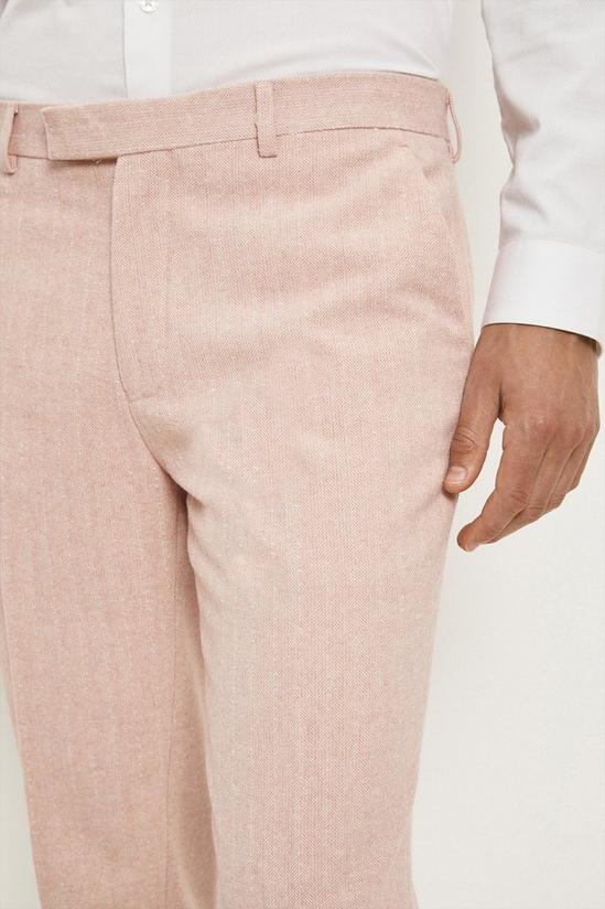 Burton Slim Fit Pink Herringbone Tweed Suit Trousers 4