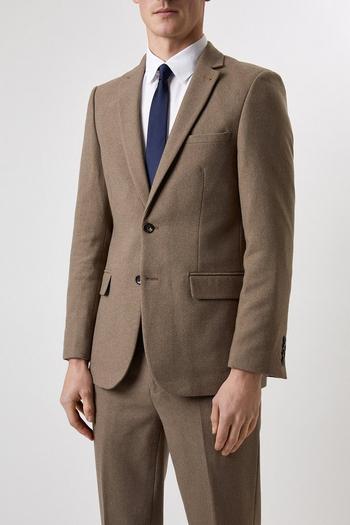 Related Product Slim Neutral Herringbone Tweed Suit Jacket