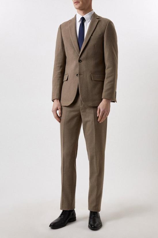 Burton Slim Neutral Herringbone Tweed Suit Jacket 2