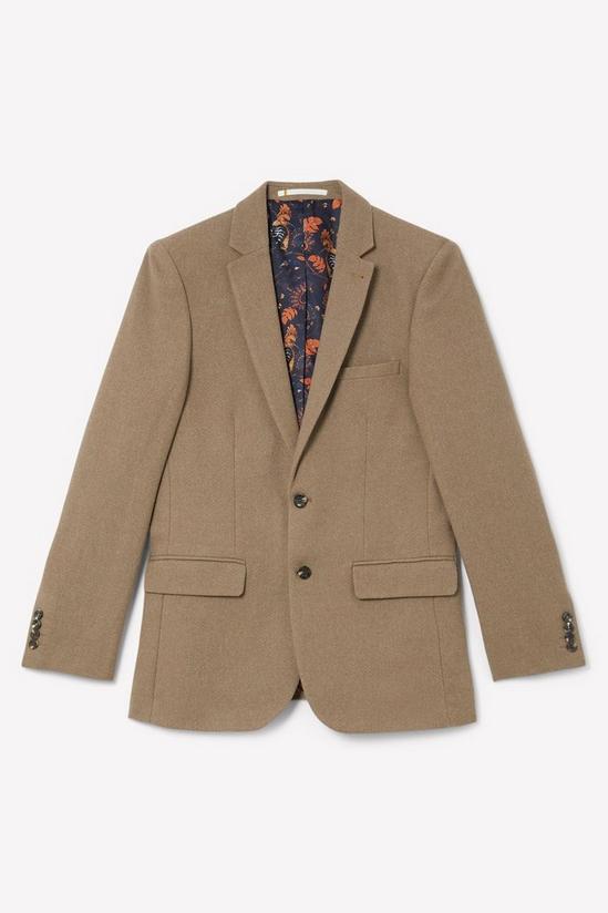 Burton Slim Neutral Herringbone Tweed Suit Jacket 6