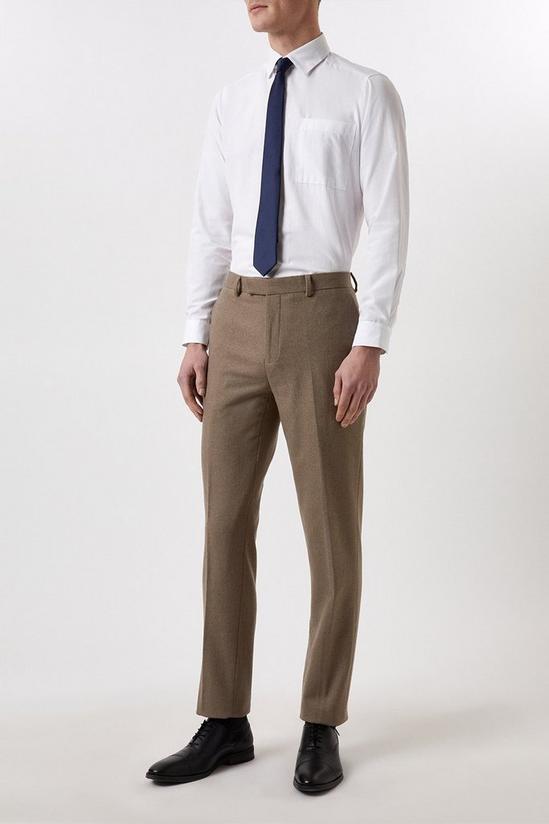 Burton Slim Neutral Herringbone Tweed Suit Trousers 1