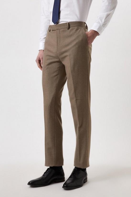 Burton Slim Neutral Herringbone Tweed Suit Trousers 2