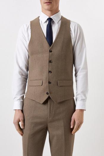Related Product Slim Neutral Herringbone Tweed Suit Waistcoat