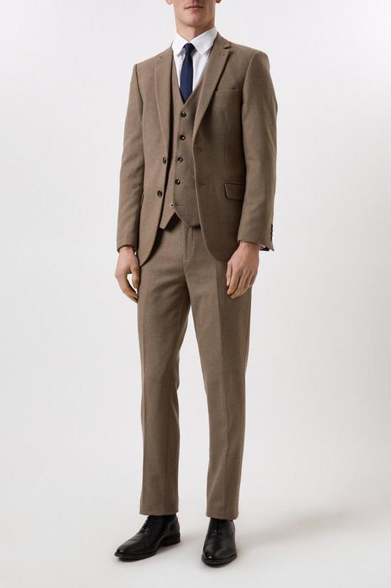 Burton Slim Neutral Herringbone Tweed Suit Waistcoat 2
